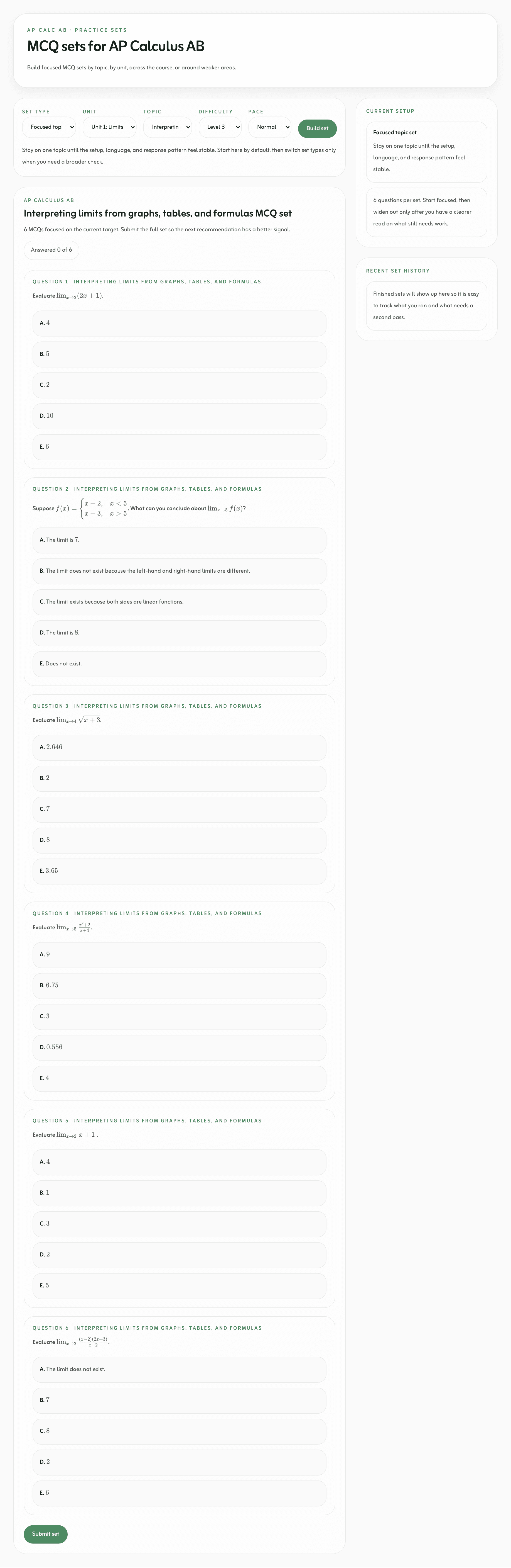 AP Calculus AB practice