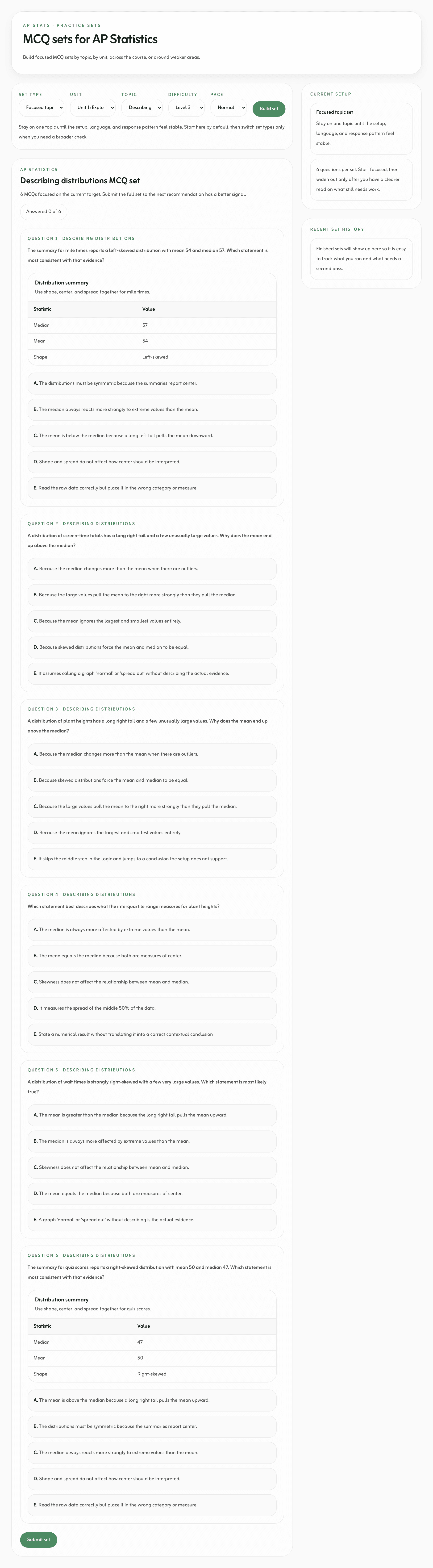 AP Statistics practice